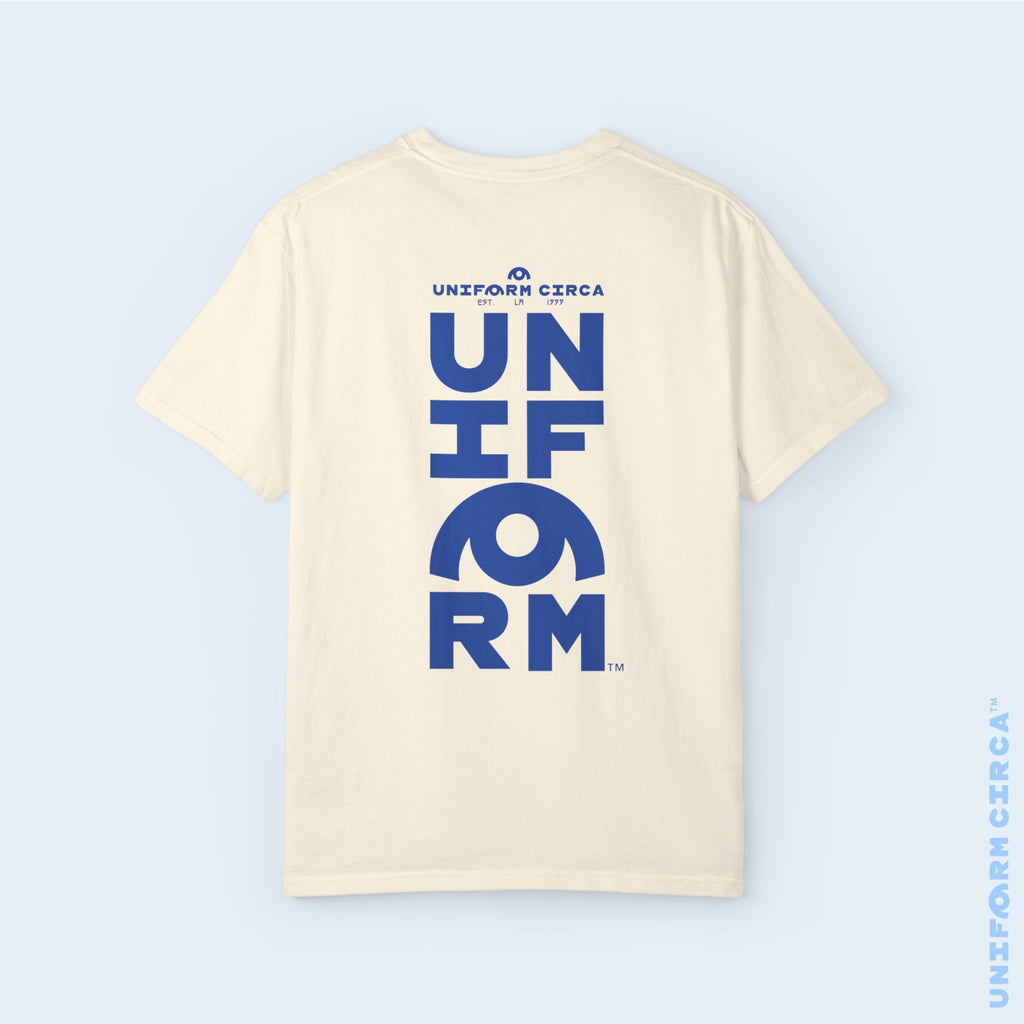 UC HALF STACK | Crewneck T-Shirt | Blue Print | Bold Minimalist Design