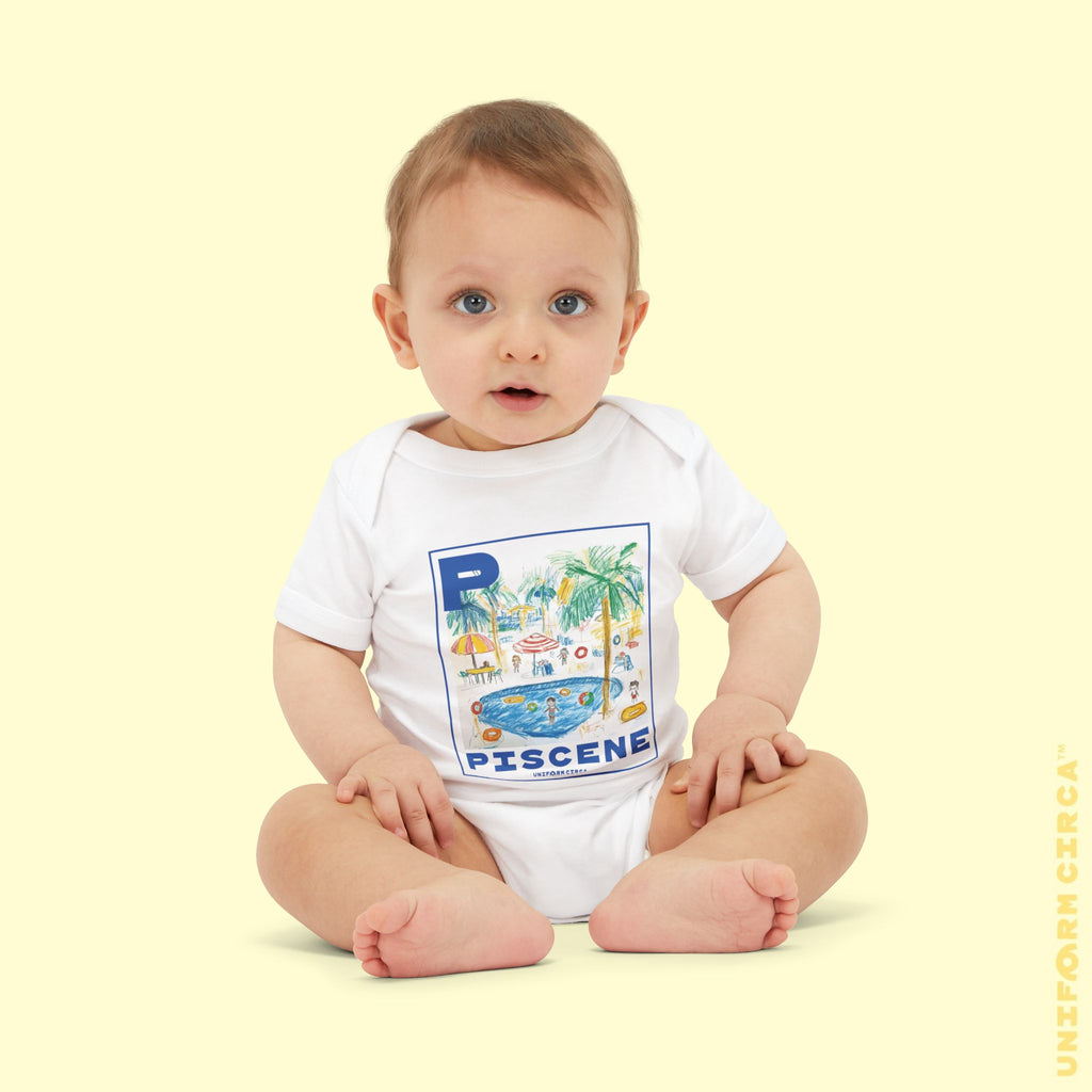 PISCENE | Infant Jersey One Piece: Summer Vibes Baby Bodysuit, Cute Baby Shower Gift, Pool Party Outfit, Beach Day Essential, Memory-Making Apparel