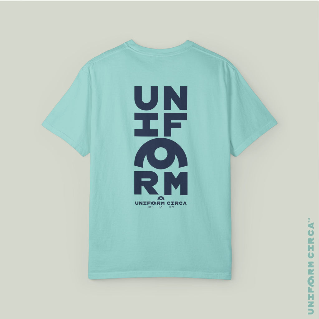 UC HALF STACK | Crewneck T-Shirt | Printed Navy