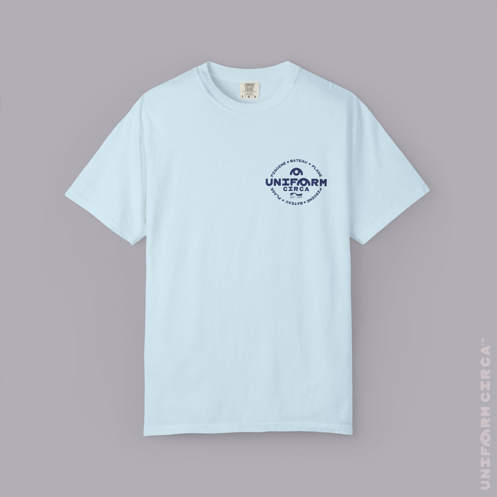 Copy of UC AQUA BADGE | NAVY & DOVE GREY | CREWNECK T-SHIRT | Printed