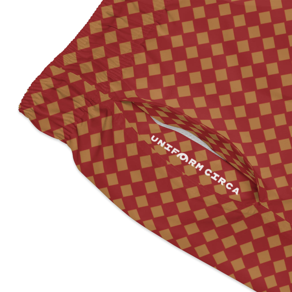 CHECKER | SWIM TRUNKS | Printed Caramel/Red