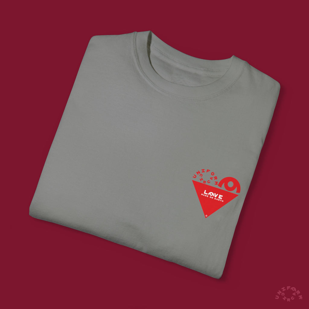 HEART WORK Crewneck T-Shirt | Printed Red
