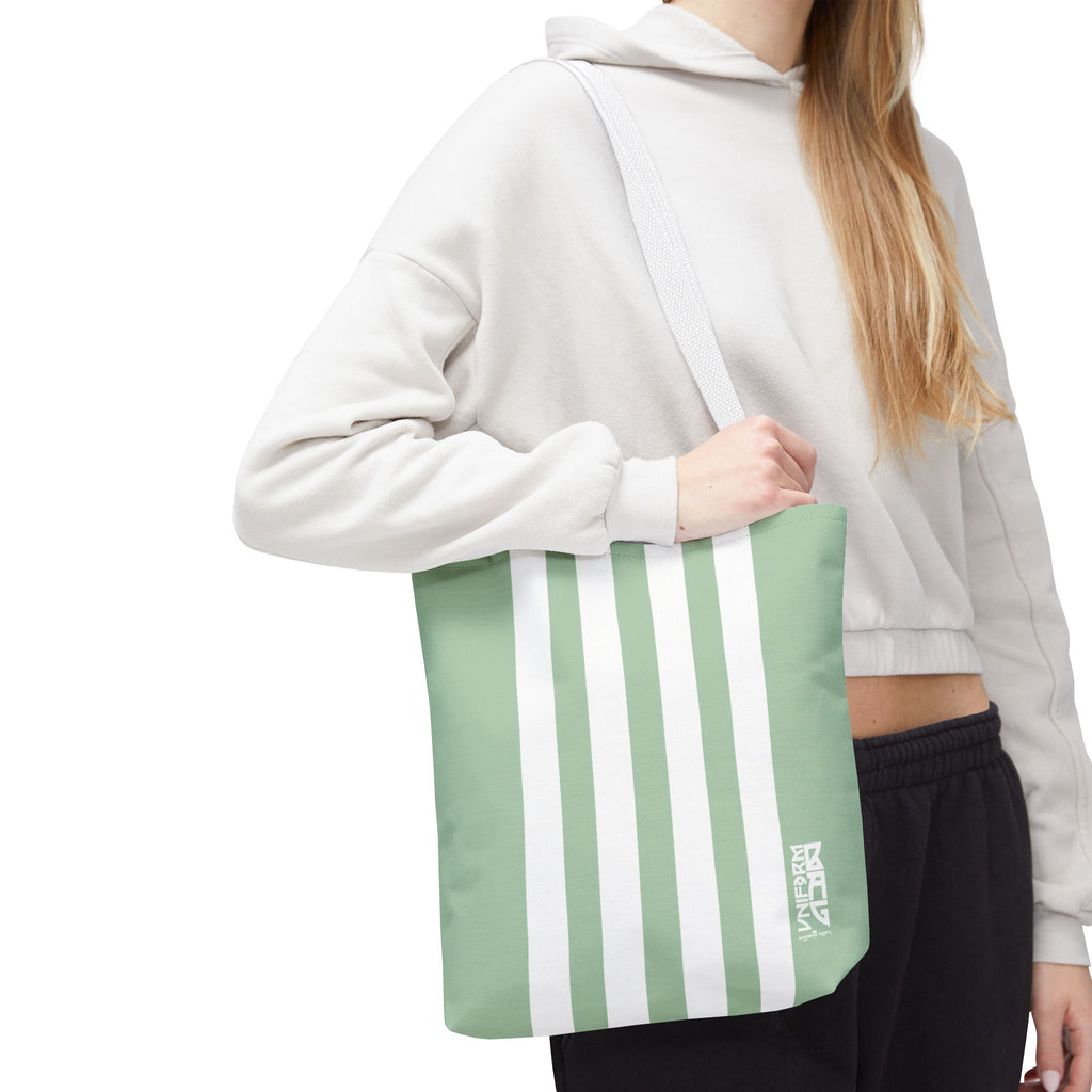 RACER JR. BAG | CUCUMBER/WHITE | Stylish Minimalist Tote Bag, Eco-Friendly Shopping Bag, Chic Carryall, Reusable Tote, Fashionable Beach Bag, Trendy Everyday Essentials