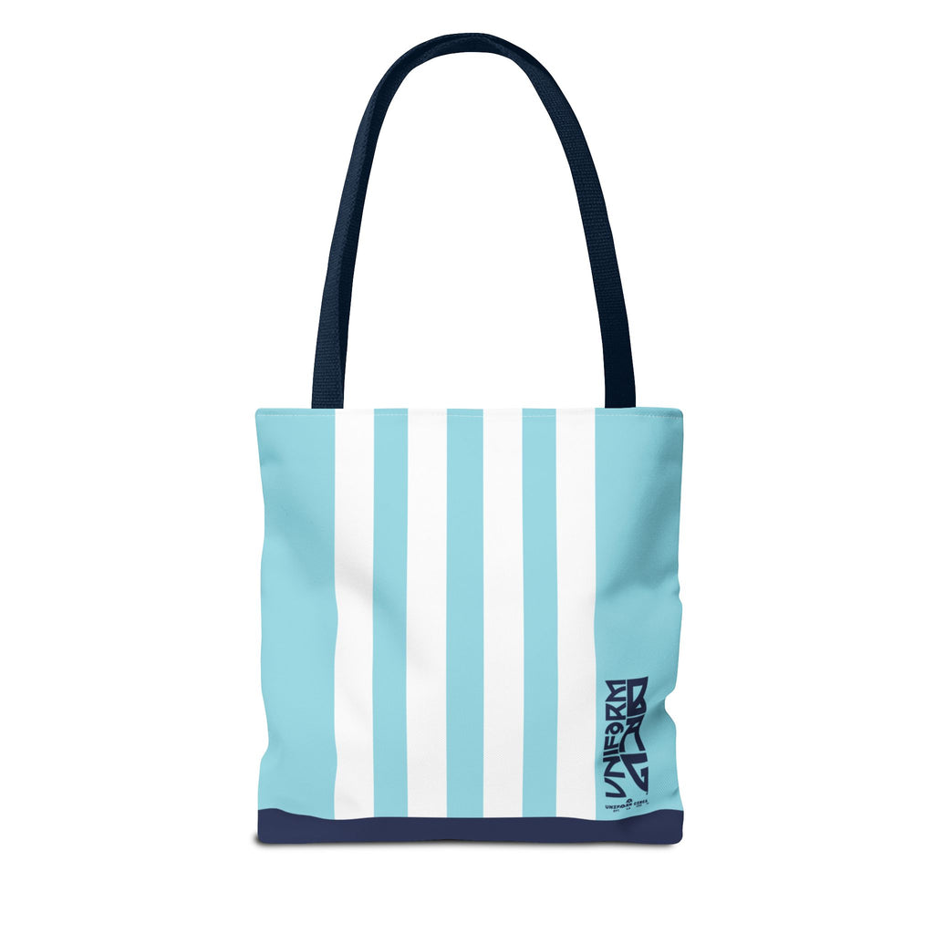 RACER JR. BAG | SKY BLUE/WHITE/NAVY | Stylish Minimalist Tote Bag, Eco-Friendly Shopping Bag, Chic Carryall, Reusable Tote, Fashionable Beach Bag, Trendy Everyday Essentials