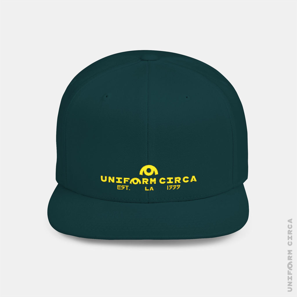 WORDMARK | Stitched Yellow/Gold | Flat Bill Snapback Hat, Trendy Cap for Casual Wear, Streetwear Accessory, Perfect Gift for Friends and Family