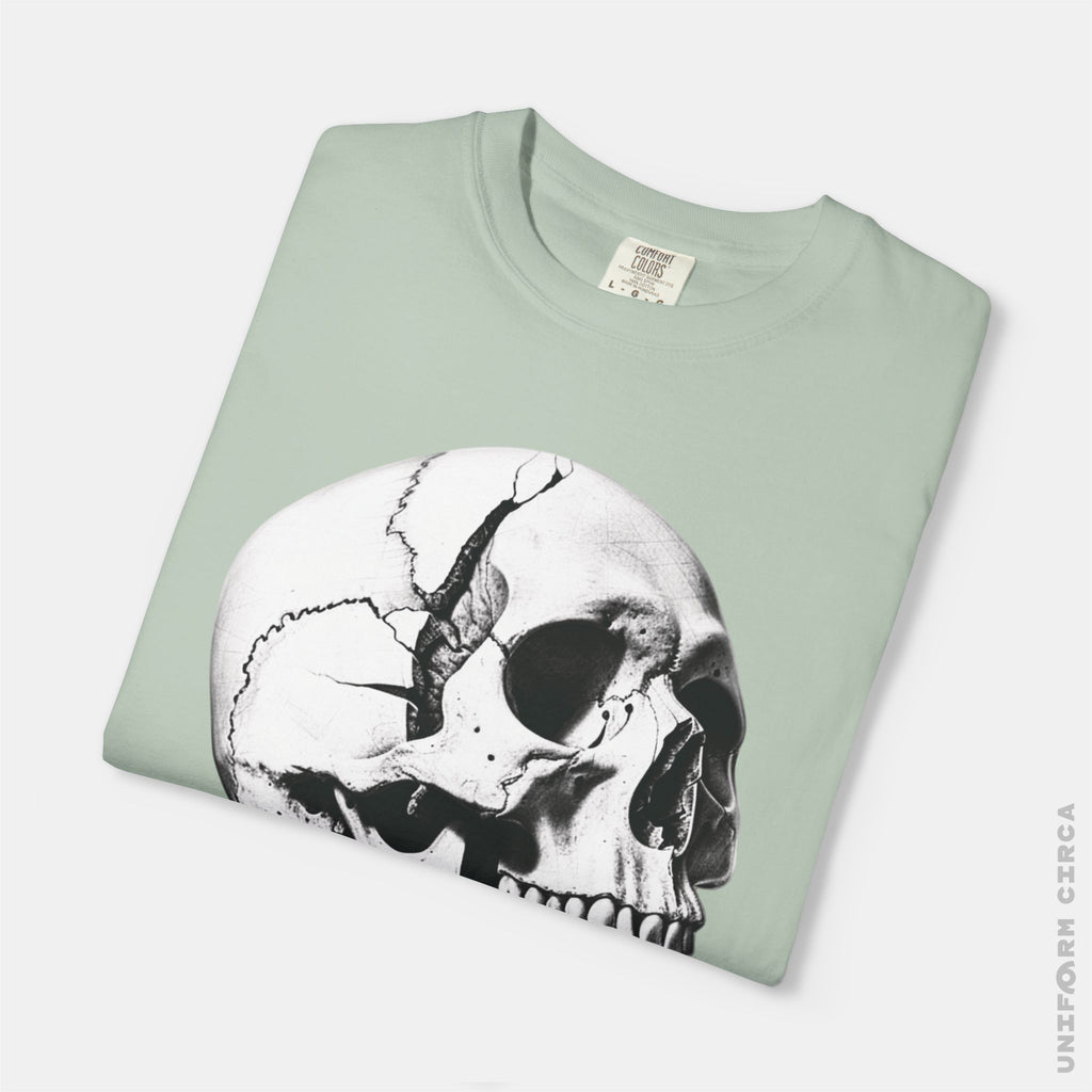 SKULL & BOARDS CREWNECK T-SHIRT | Printed Unisex Garment-Dyed Graphic Tee