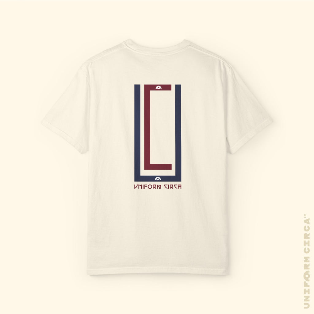 UC MONOGRAM CREWNECK | Printed NAVY/BURGUNDY | Unisex Garment-Dyed T-Shirt - Casual, Streetwear, Comfortable, Graphic Design, Gift for All Occasions