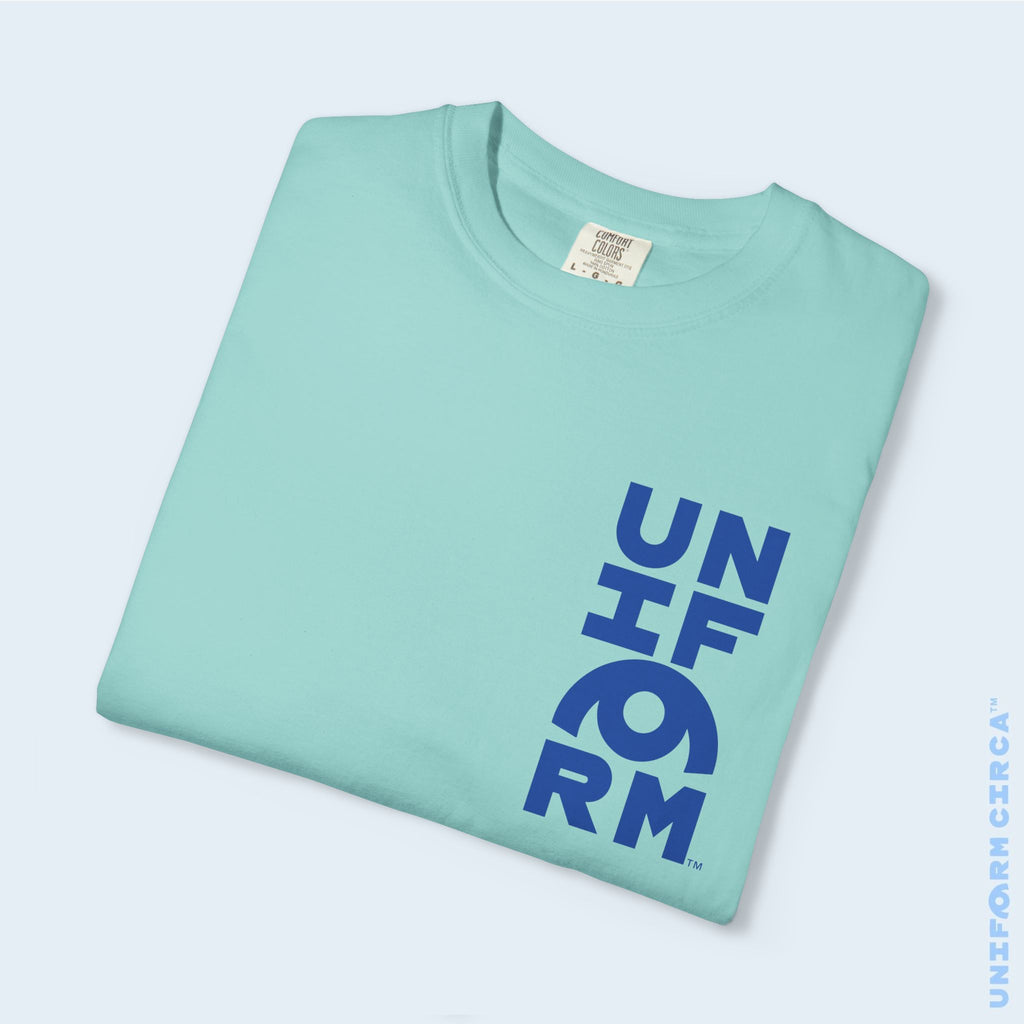 UC HALF STACK | Crewneck T-Shirt | Blue Print | Bold Minimalist Design