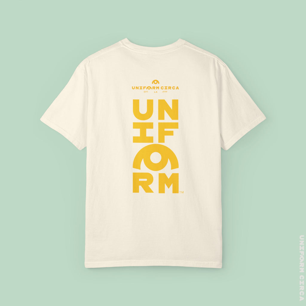 OYSTER ALL WORDMARK  | CREWNECK T-SHIRT | PRINTED YELLOW | Bold Minimalist Design
