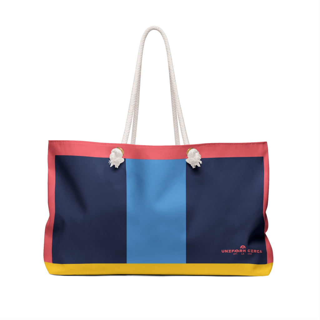 THE MAX BAG | NAVY-SKY BLUE-CORAL | Weekender Bag - Stylish Travel Tote, Gym Bag, Beach Bag, Personalized Gift, Spacious Weekend Accessories