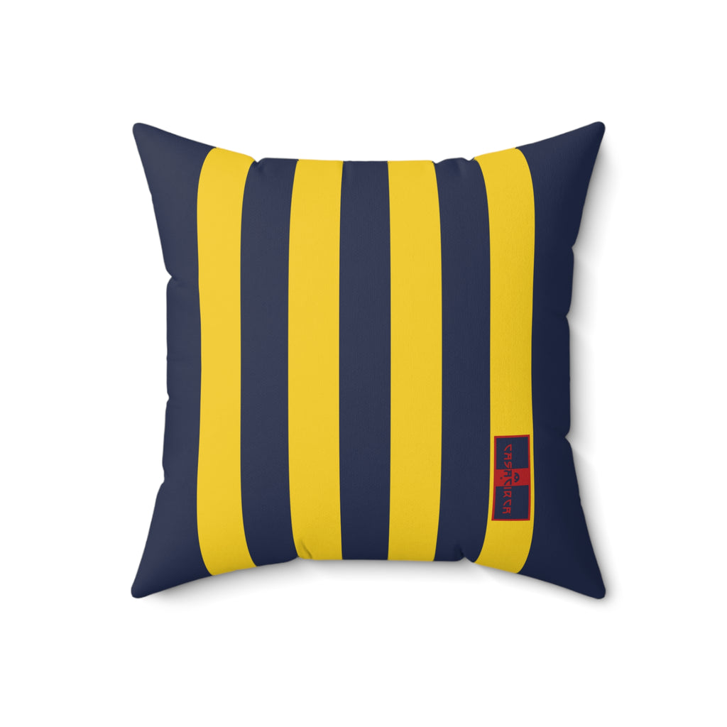CASACIRCA | RACING STRIPES PILLOW | NAVY/YELLOW | Stylish Faux Suede Pillow - Stripes, Home Decor, Cozy Living Room, Gift Idea, Nautical Theme, Interior Design Accents