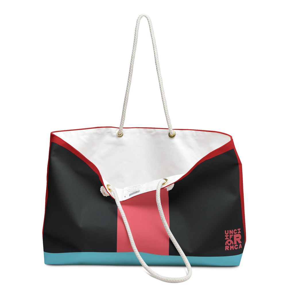 THE MAX BAG | Vibrant Black/Coral Weekender Bag - Stylish Travel Tote, Gym Bag, Beach Bag, Personalized Gift, Spacious Weekend Accessories