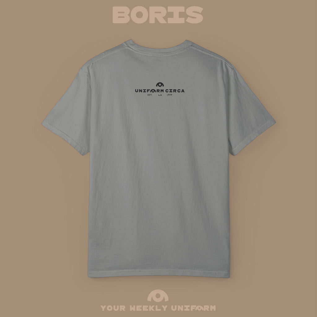 BORIS SUNDAY | CREWNECK T-SHIRT | PRINTED BLACK