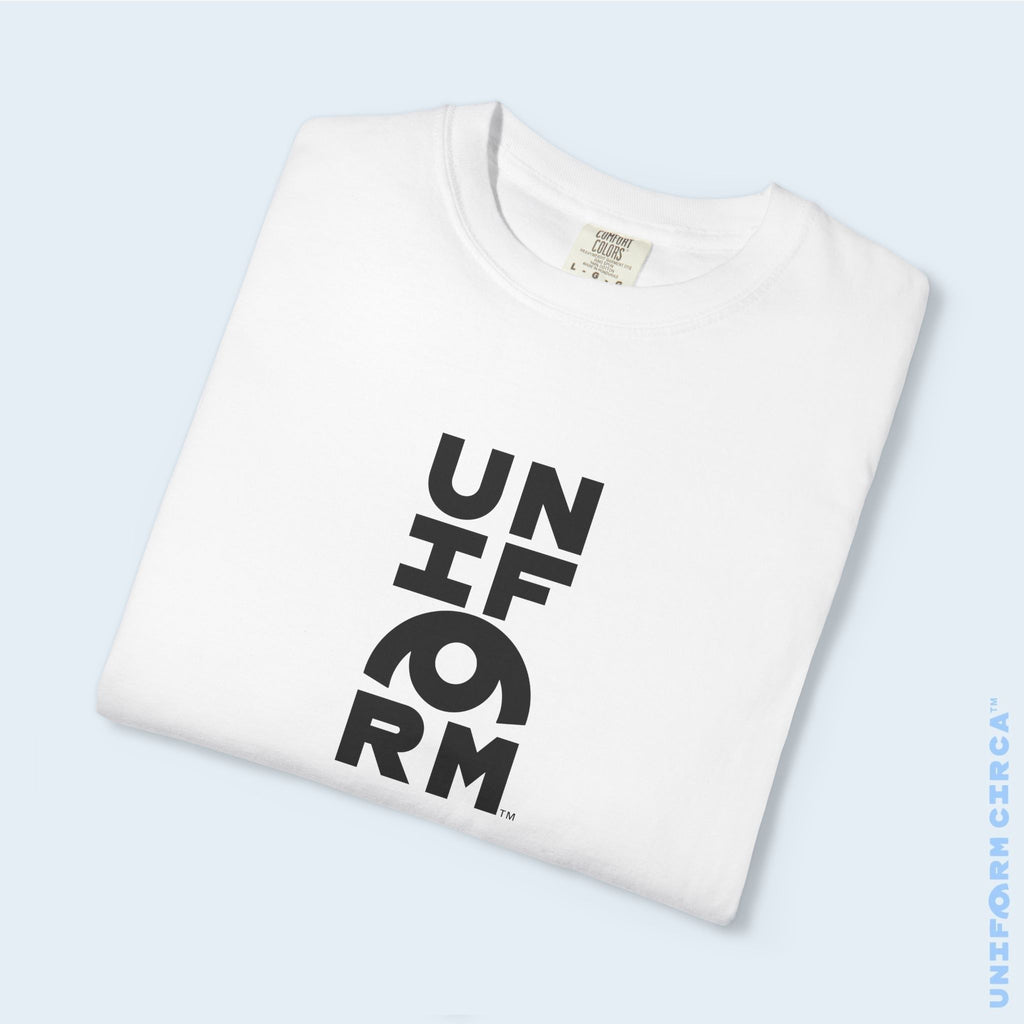 UNIFORM CENTER STACK | Crewneck T-Shirt | Printed Black | Bold Minimalist Design