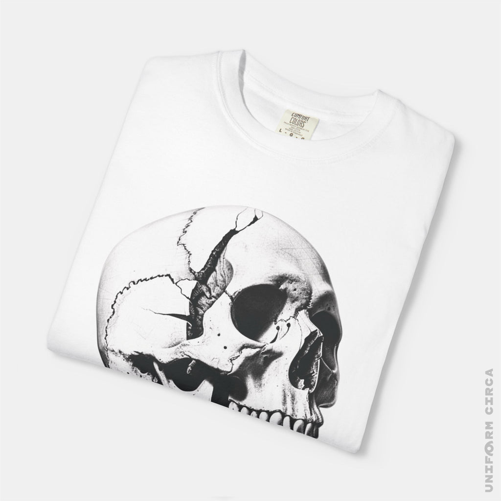 SKULL & BOARDS CREWNECK T-SHIRT | Printed Unisex Garment-Dyed Graphic Tee