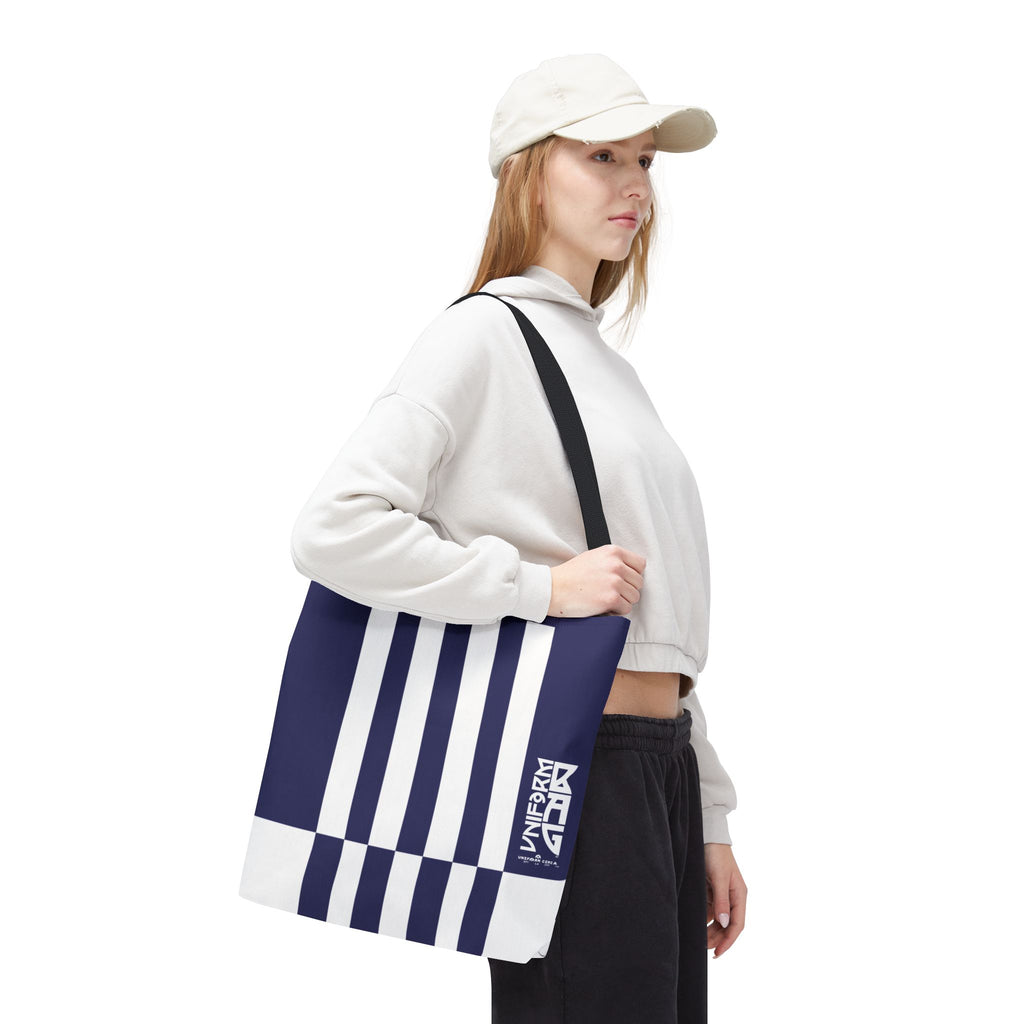 RACER JR. ECHO BAG | NAVY/WHITE | Stylish Minimalist Tote Bag, Eco-Friendly Shopping Bag, Chic Carryall, Reusable Tote, Fashionable Beach Bag, Trendy Everyday Essentials