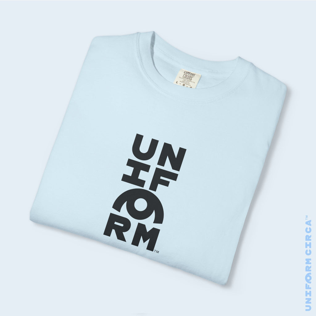 UNIFORM CENTER STACK | Crewneck T-Shirt | Printed Black | Bold Minimalist Design