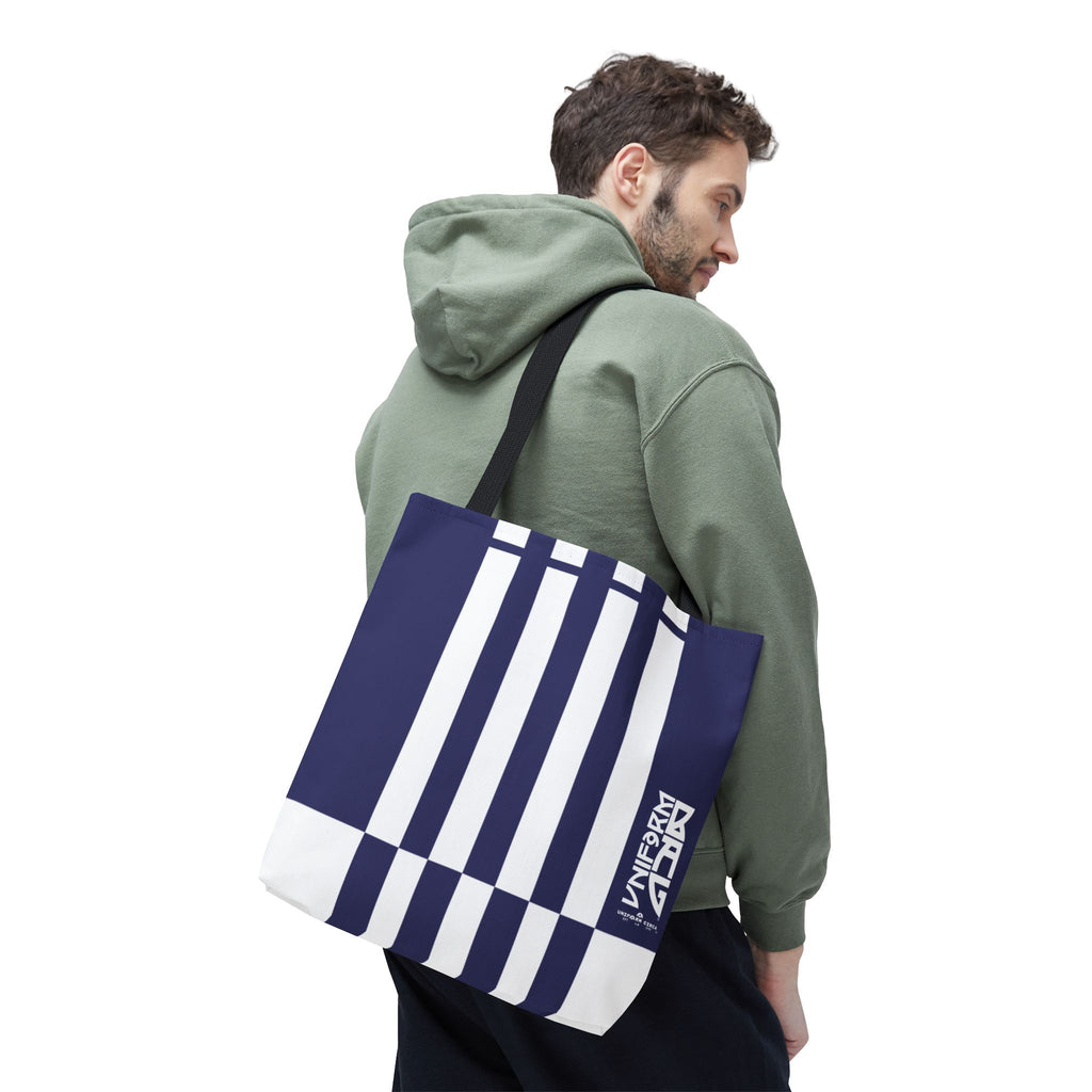 RACER JR. ECHO BAG | NAVY/WHITE | Stylish Minimalist Tote Bag, Eco-Friendly Shopping Bag, Chic Carryall, Reusable Tote, Fashionable Beach Bag, Trendy Everyday Essentials