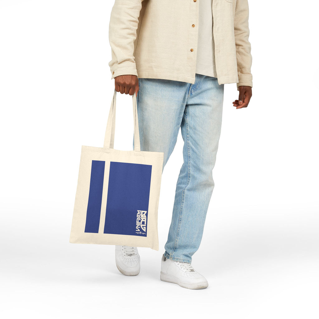 PINSTRIPE MAGAZINE BAG | BLUE | Stylish Cotton Canvas Tote Bag for Everyday Use, Reusable Shopping Bag, Eco-Friendly Gift, Graphic Tote, Fashion Accessories
