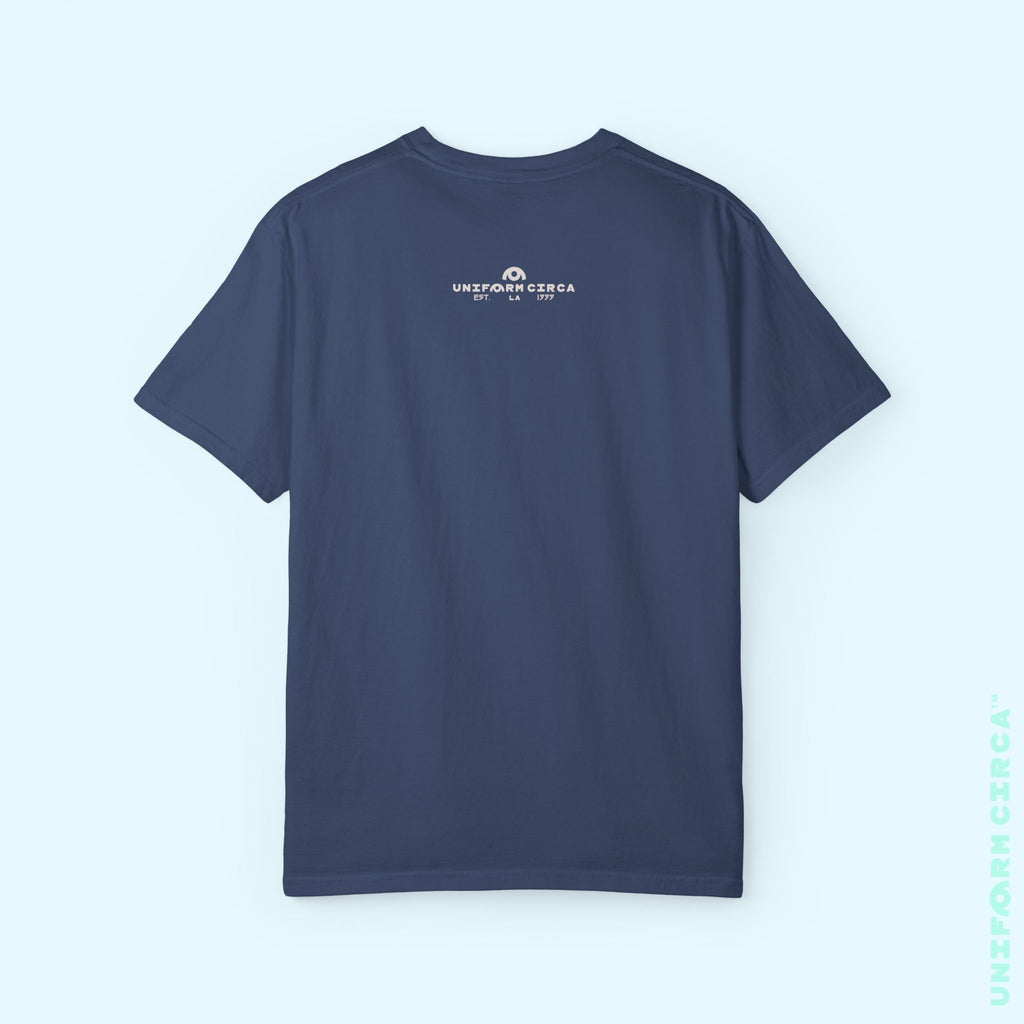 TRI-WAVE BLUES | Crewneck T-Shirt | Printed Unisex Garment-Dyed Graphic Tee