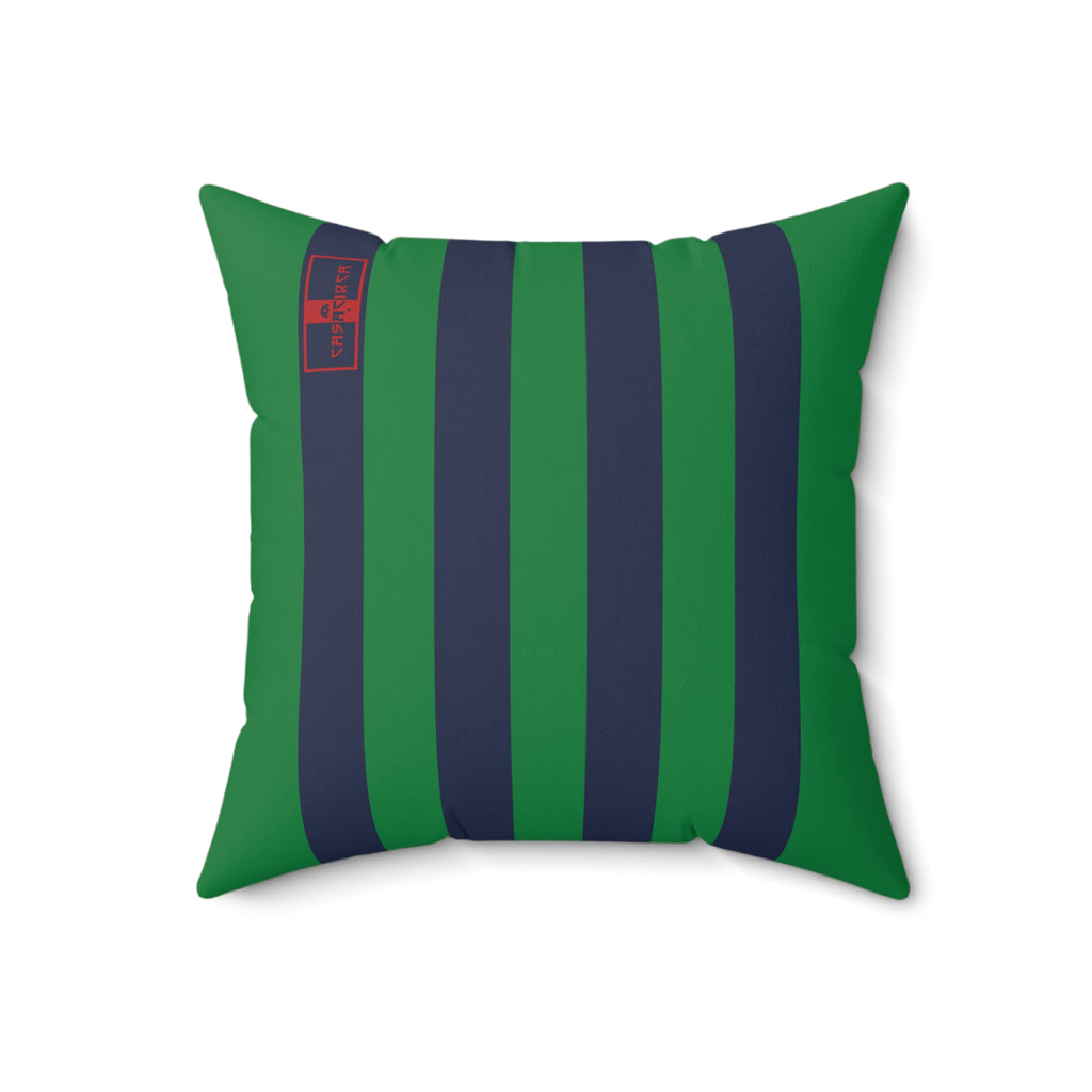 CASACIRCA | RACING STRIPES PILLOW | NAVY/GREEN | Stylish Faux Suede Pillow - Stripes, Home Decor, Cozy Living Room, Gift Idea, Nautical Theme, Interior Design Accents