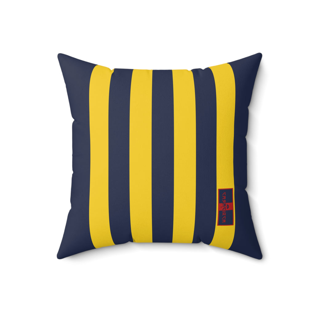 CASACIRCA | RACING STRIPES PILLOW | NAVY/YELLOW | Stylish Faux Suede Pillow - Stripes, Home Decor, Cozy Living Room, Gift Idea, Nautical Theme, Interior Design Accents