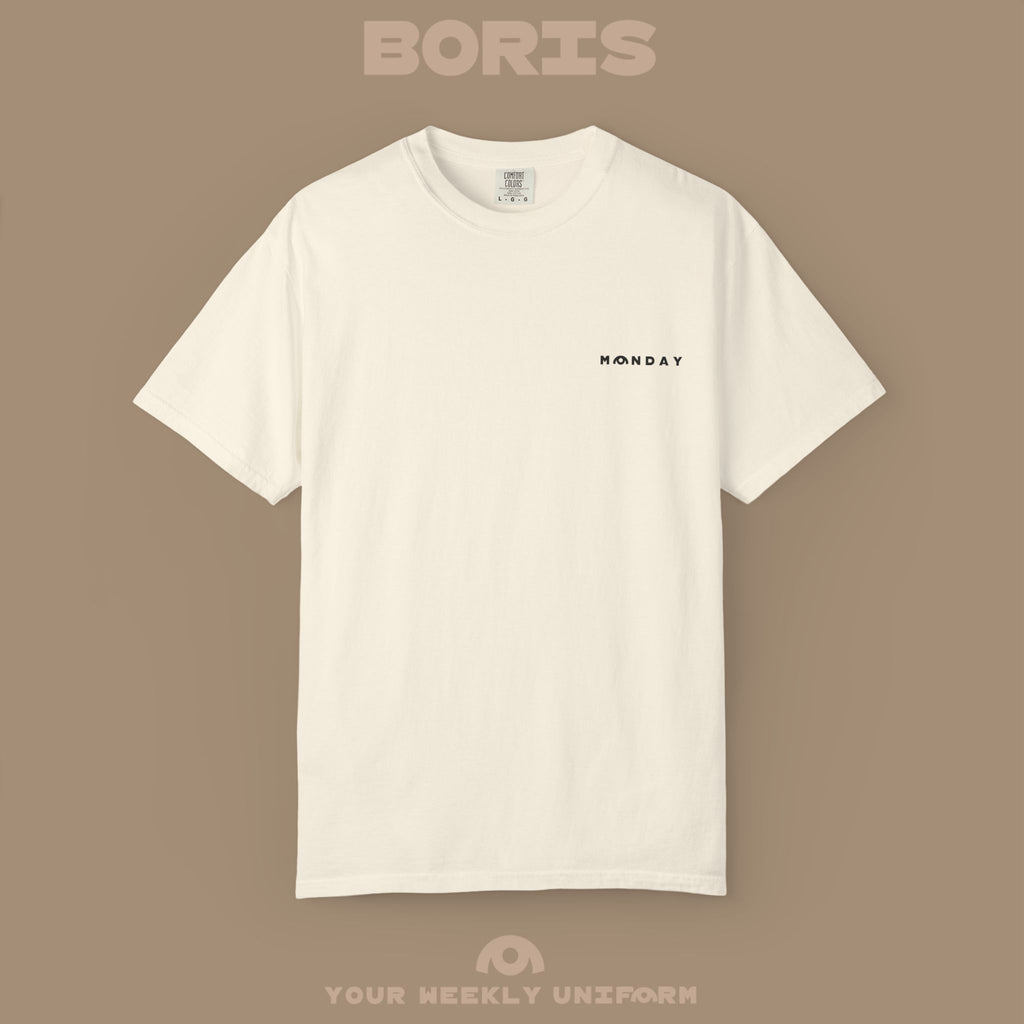 BORIS MONDAY CREWNECK T-SHIRT | PRINTED BLACK