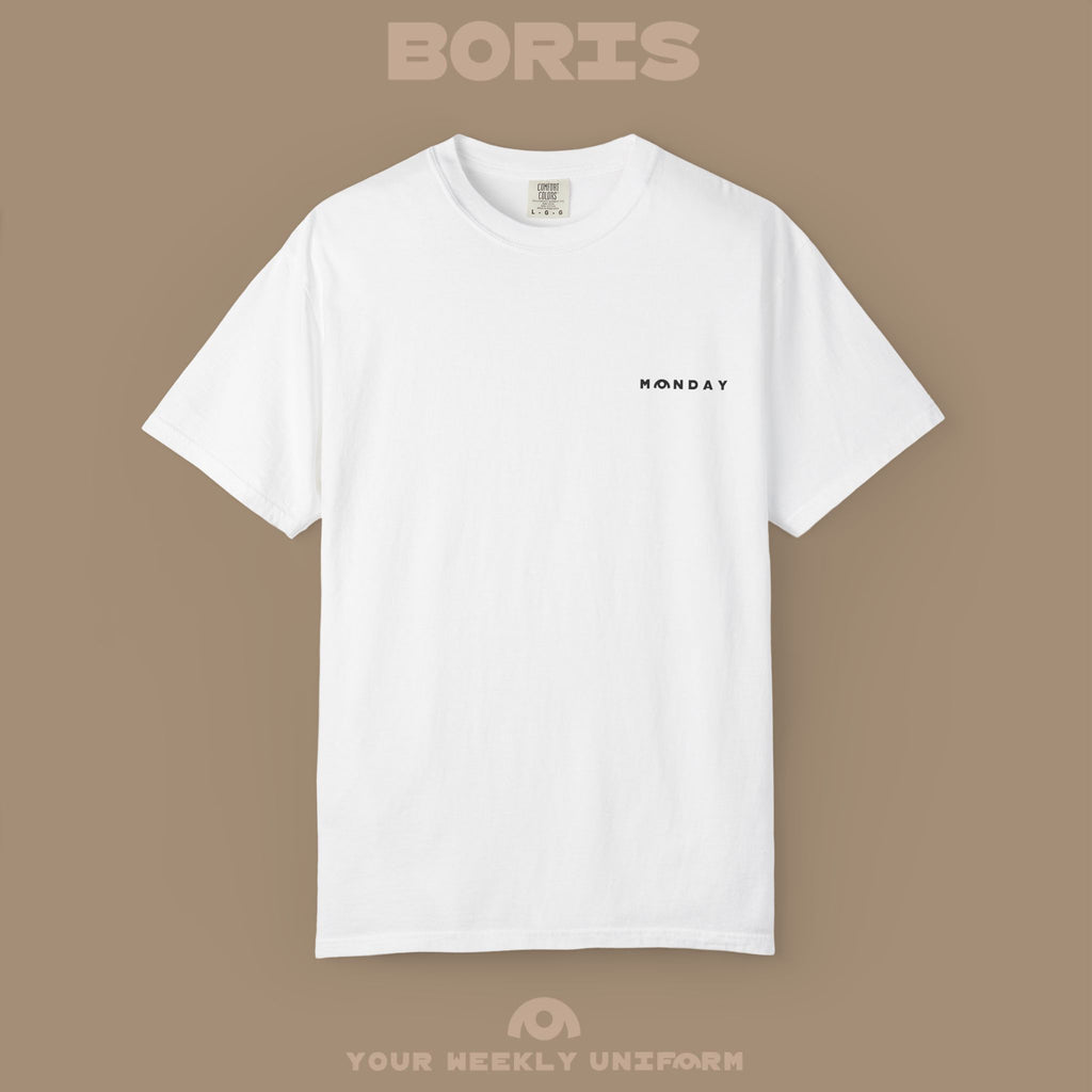 BORIS MONDAY CREWNECK T-SHIRT | PRINTED BLACK