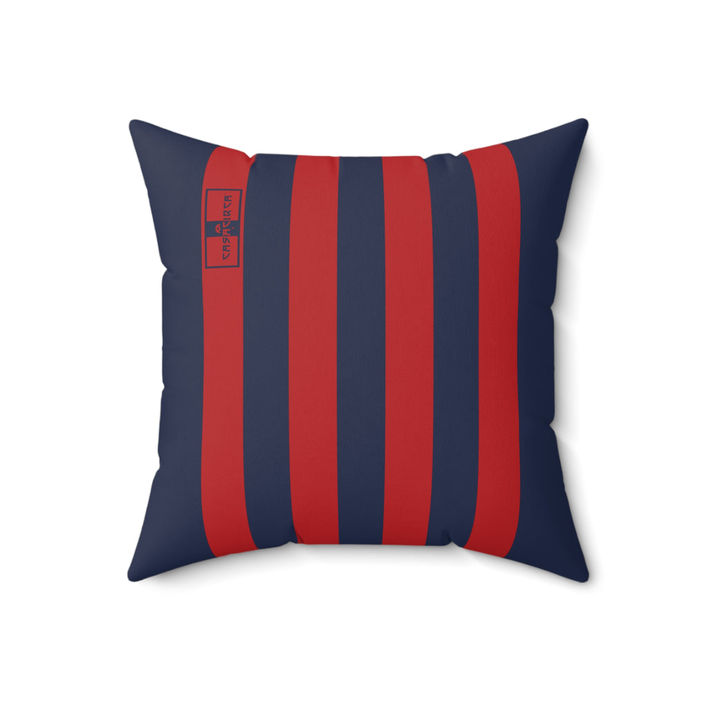 CASACIRCA | RACING STRIPES PILLOW | NAVY/RED | Stylish Faux Suede Pillow - Red and Navy Stripes, Home Decor, Cozy Living Room, Gift Idea, Nautical Theme, Interior Design Accents