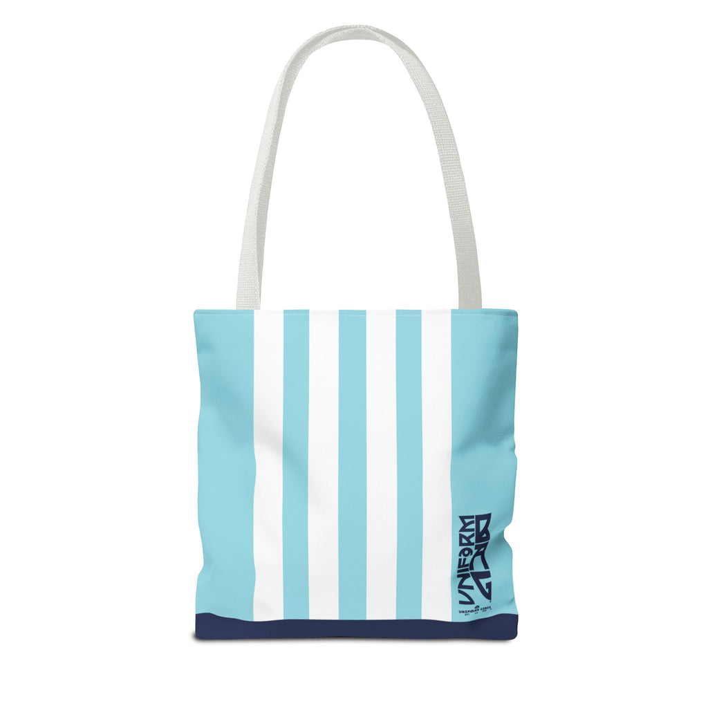 RACER JR. BAG | SKY BLUE/WHITE/NAVY | Stylish Minimalist Tote Bag, Eco-Friendly Shopping Bag, Chic Carryall, Reusable Tote, Fashionable Beach Bag, Trendy Everyday Essentials