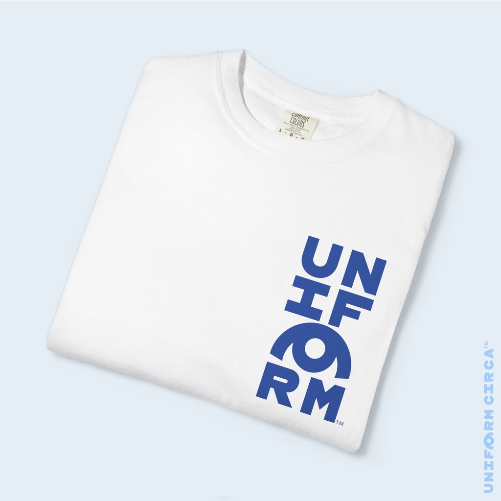 UC HALF STACK | Crewneck T-Shirt | Blue Print | Bold Minimalist Design