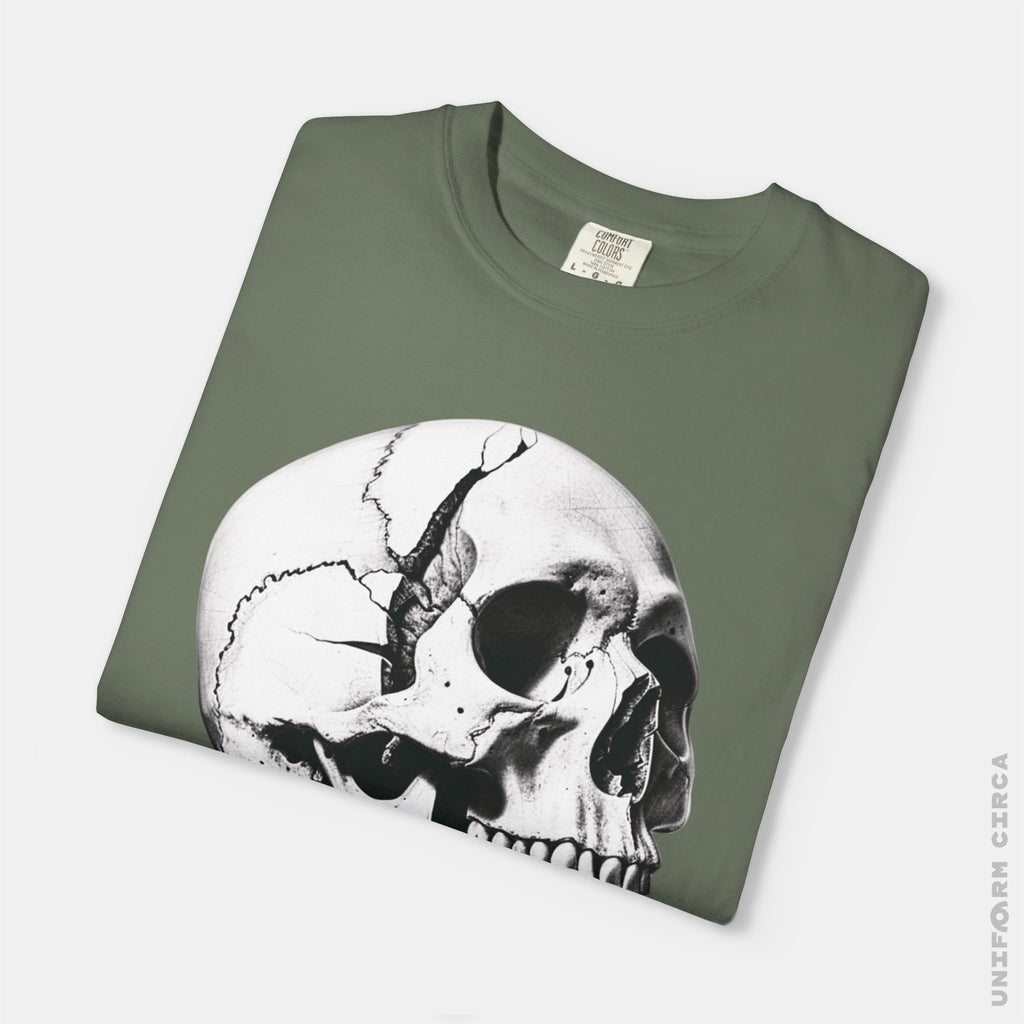 SKULL & BOARDS CREWNECK T-SHIRT | Printed Unisex Garment-Dyed Graphic Tee