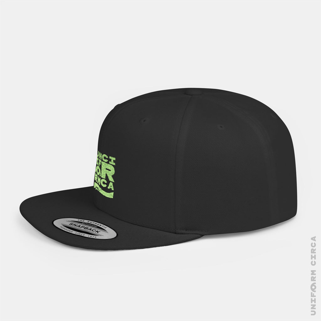 WORDMARK | Embroidered  Lime Green| Flat Bill Snapback Hat, Trendy Cap for Casual Wear, Streetwear Accessory, Perfect Gift for Friends and Family