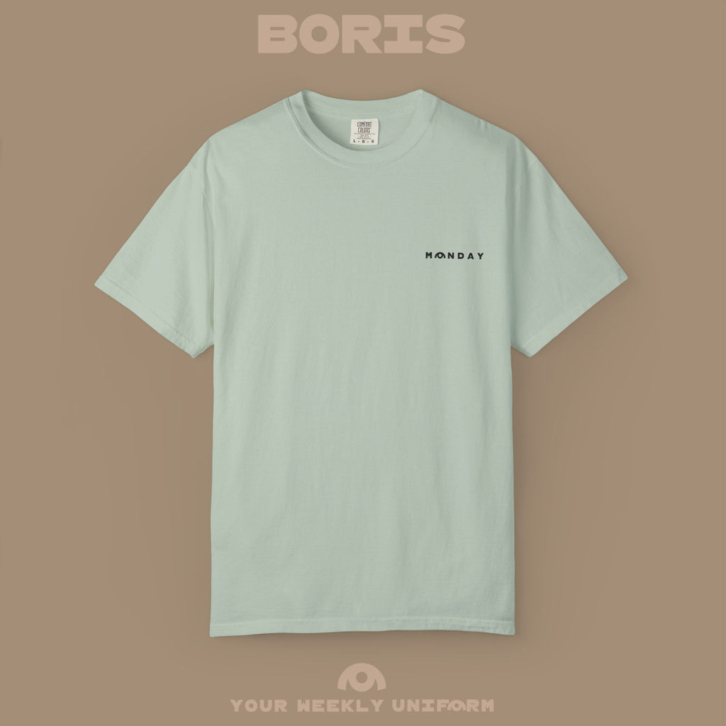 BORIS MONDAY CREWNECK T-SHIRT | PRINTED BLACK