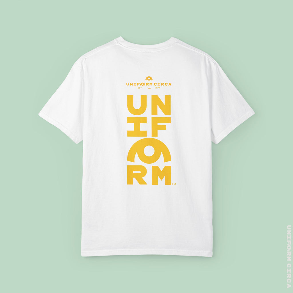 OYSTER ALL WORDMARK  | CREWNECK T-SHIRT | PRINTED YELLOW | Bold Minimalist Design