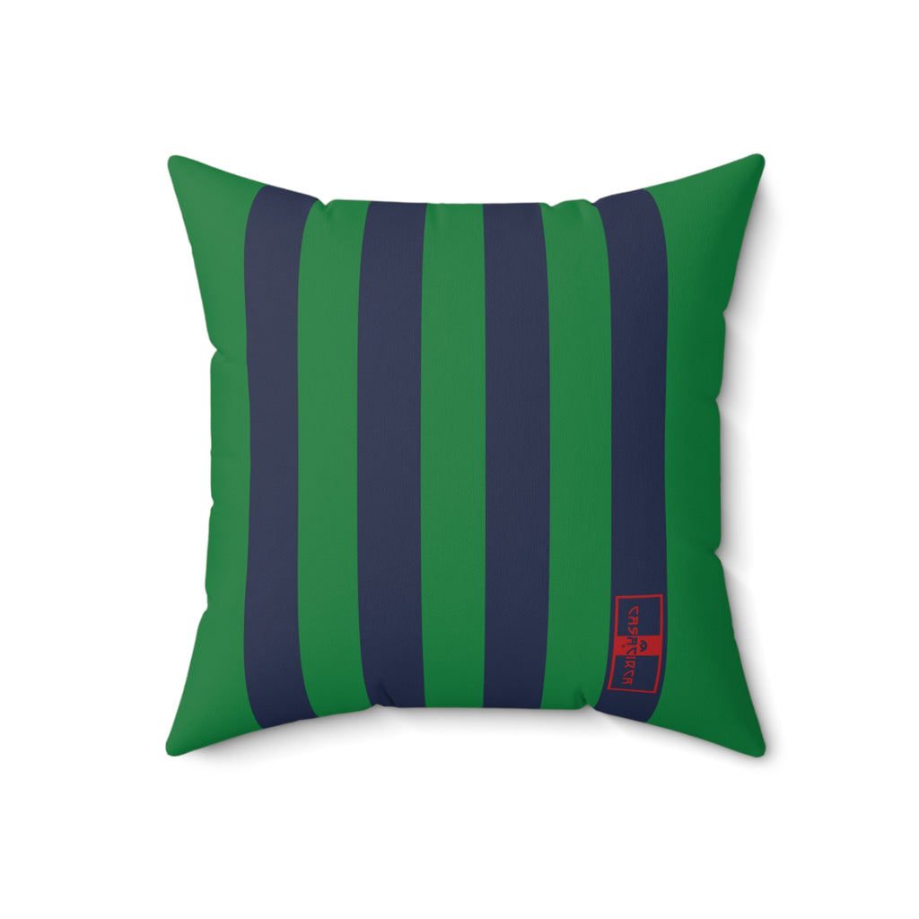 CASACIRCA | RACING STRIPES PILLOW | NAVY/GREEN | Stylish Faux Suede Pillow - Stripes, Home Decor, Cozy Living Room, Gift Idea, Nautical Theme, Interior Design Accents