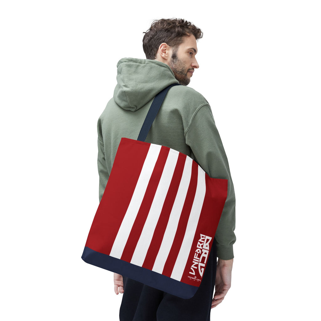 RACER JR. BAG | NAVY/WHITE/RED | Stylish Minimalist Tote Bag, Eco-Friendly Shopping Bag, Chic Carryall, Reusable Tote, Fashionable Beach Bag, Trendy Everyday Essentials
