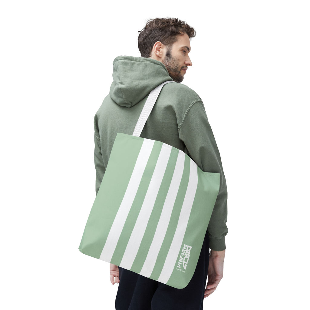 RACER JR. BAG | CUCUMBER/WHITE | Stylish Minimalist Tote Bag, Eco-Friendly Shopping Bag, Chic Carryall, Reusable Tote, Fashionable Beach Bag, Trendy Everyday Essentials