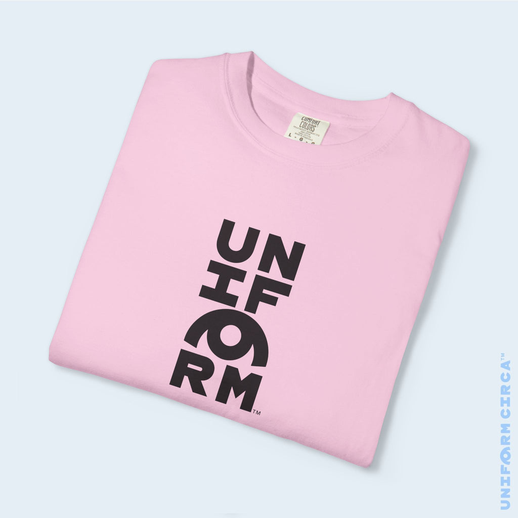 UNIFORM CENTER STACK | Crewneck T-Shirt | Printed Black | Bold Minimalist Design