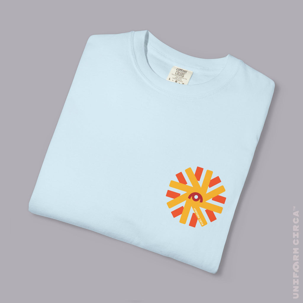 UC SUN BURST | Printed BLUE/RED | Unisex Garment-Dyed T-Shirt