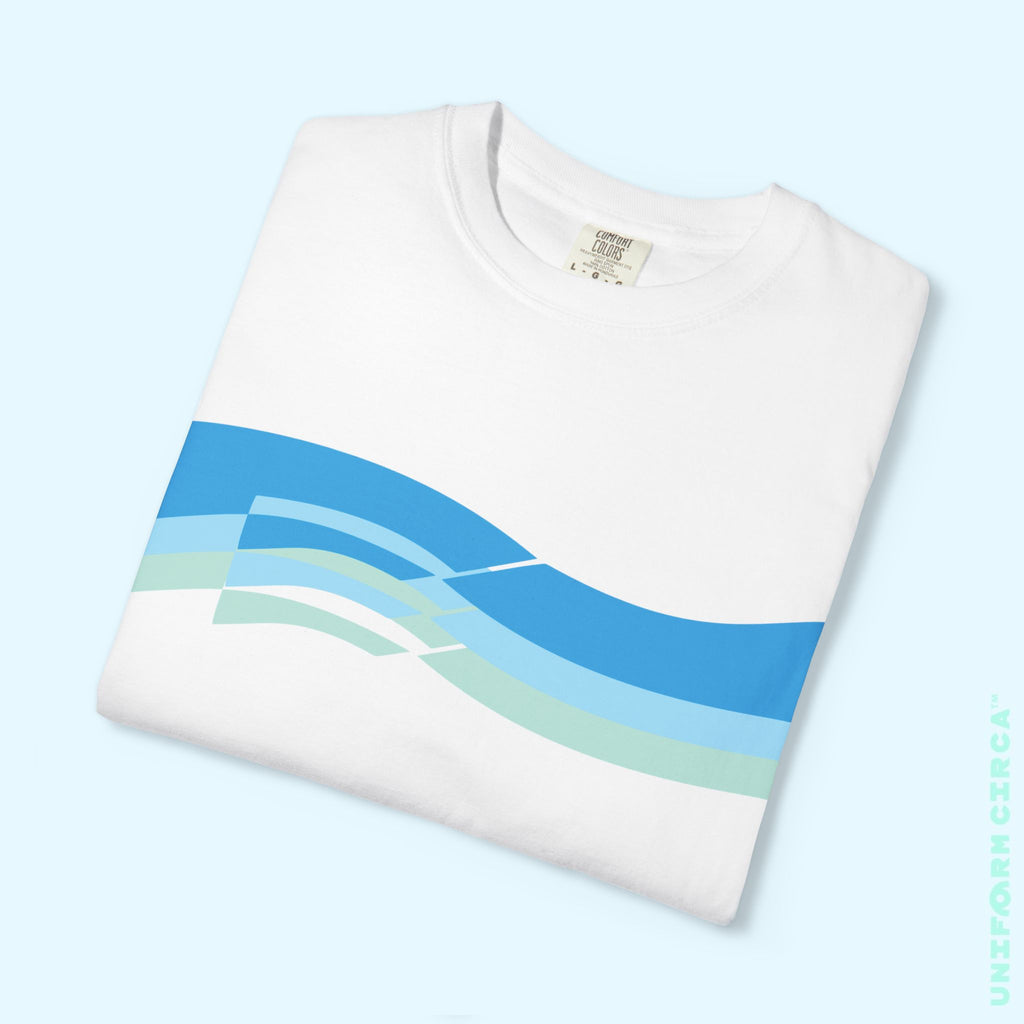 TRI-WAVE BLUES | Crewneck T-Shirt | Printed Unisex Garment-Dyed Graphic Tee