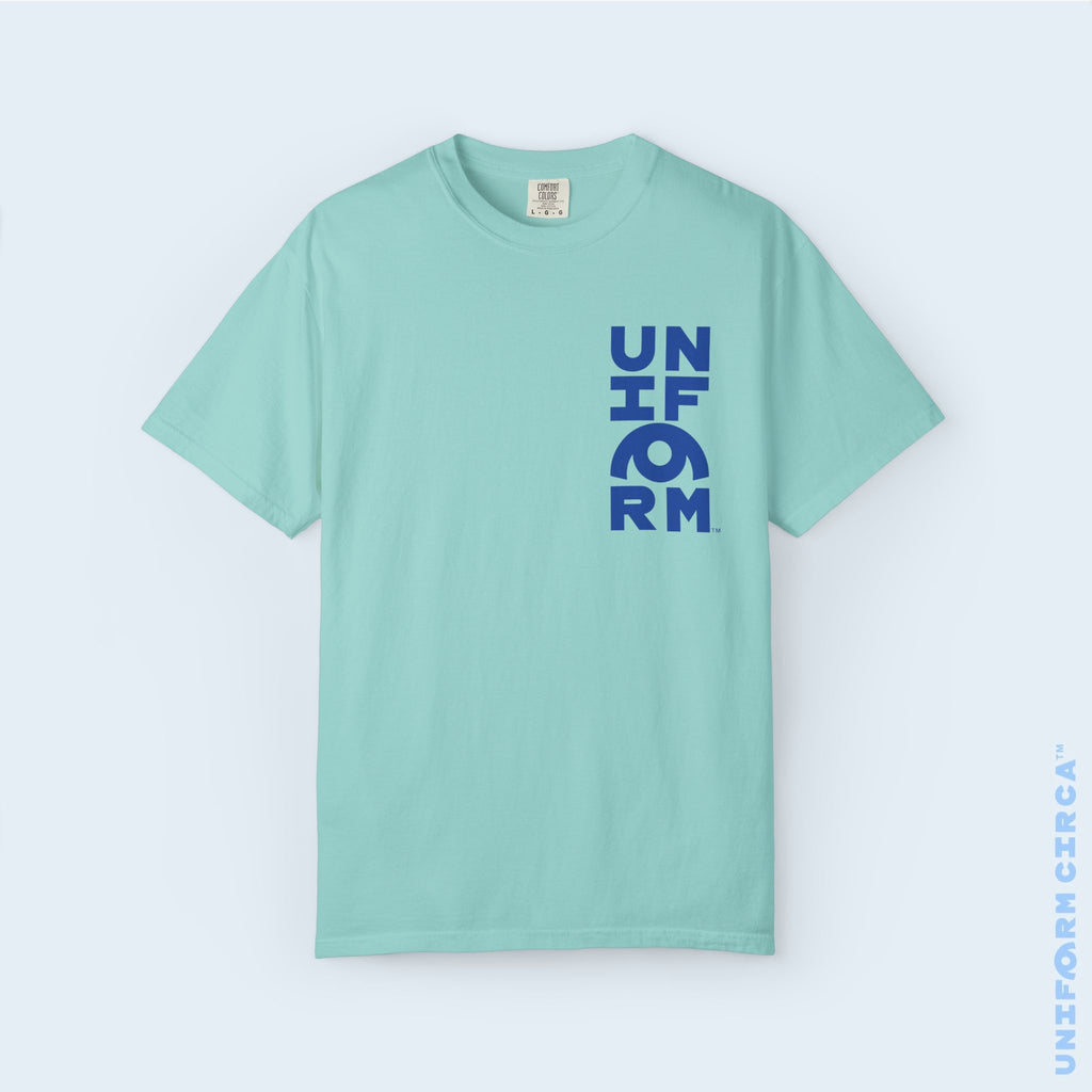 UC HALF STACK | Crewneck T-Shirt | Blue Print | Bold Minimalist Design