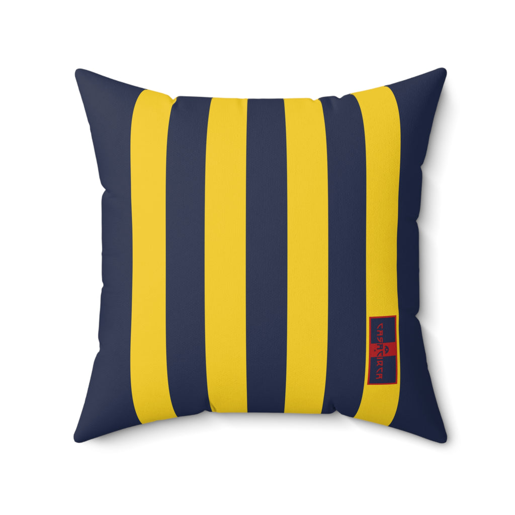 CASACIRCA | RACING STRIPES PILLOW | NAVY/YELLOW | Stylish Faux Suede Pillow - Stripes, Home Decor, Cozy Living Room, Gift Idea, Nautical Theme, Interior Design Accents