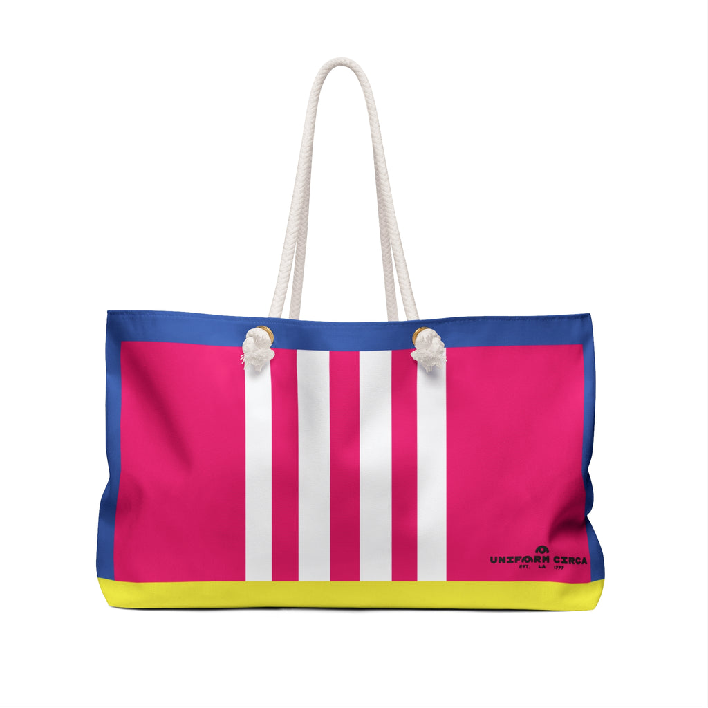 THE 80 RACER MAX | HOT PINK/YELLOW/BLUE Weekender Bag - Stylish Travel Tote, Gym Bag, Beach Bag, Personalized Gift, Spacious Weekend Accessories