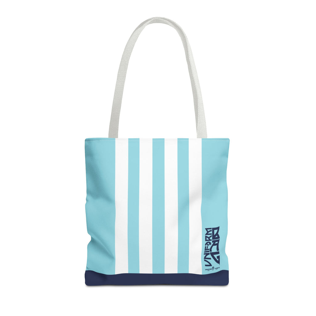 RACER JR. BAG | SKY BLUE/WHITE/NAVY | Stylish Minimalist Tote Bag, Eco-Friendly Shopping Bag, Chic Carryall, Reusable Tote, Fashionable Beach Bag, Trendy Everyday Essentials