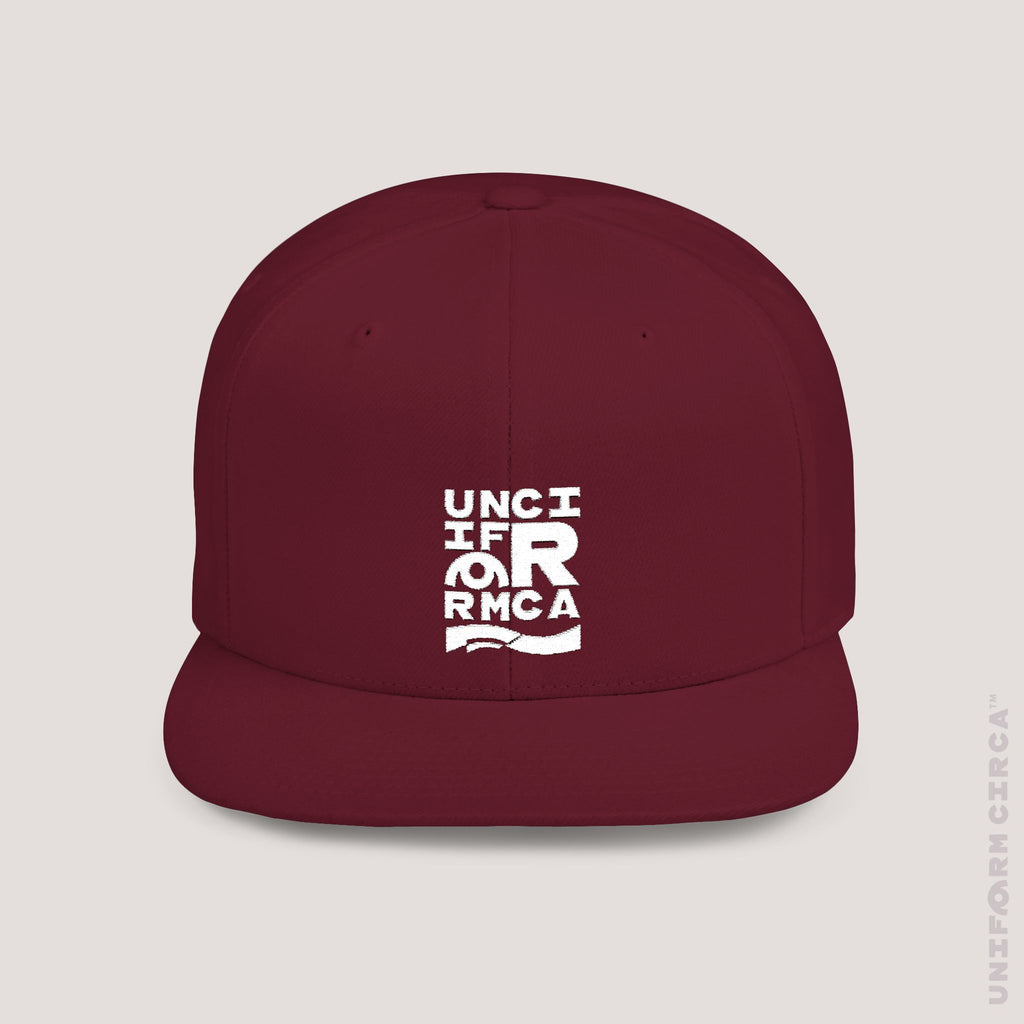 UC BOX STITCH | Embroidered White | Flat Bill Snapback