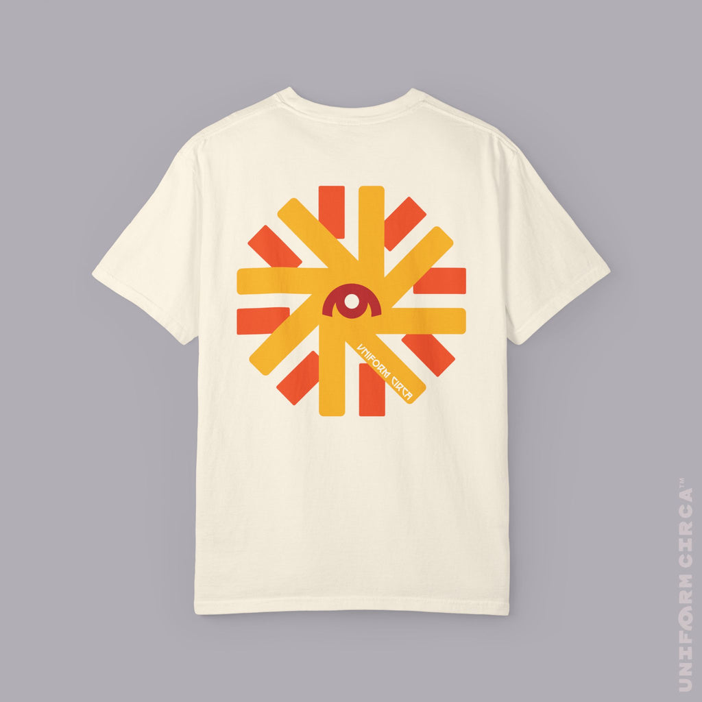 UC SUN BURST | Printed BLUE/RED | Unisex Garment-Dyed T-Shirt