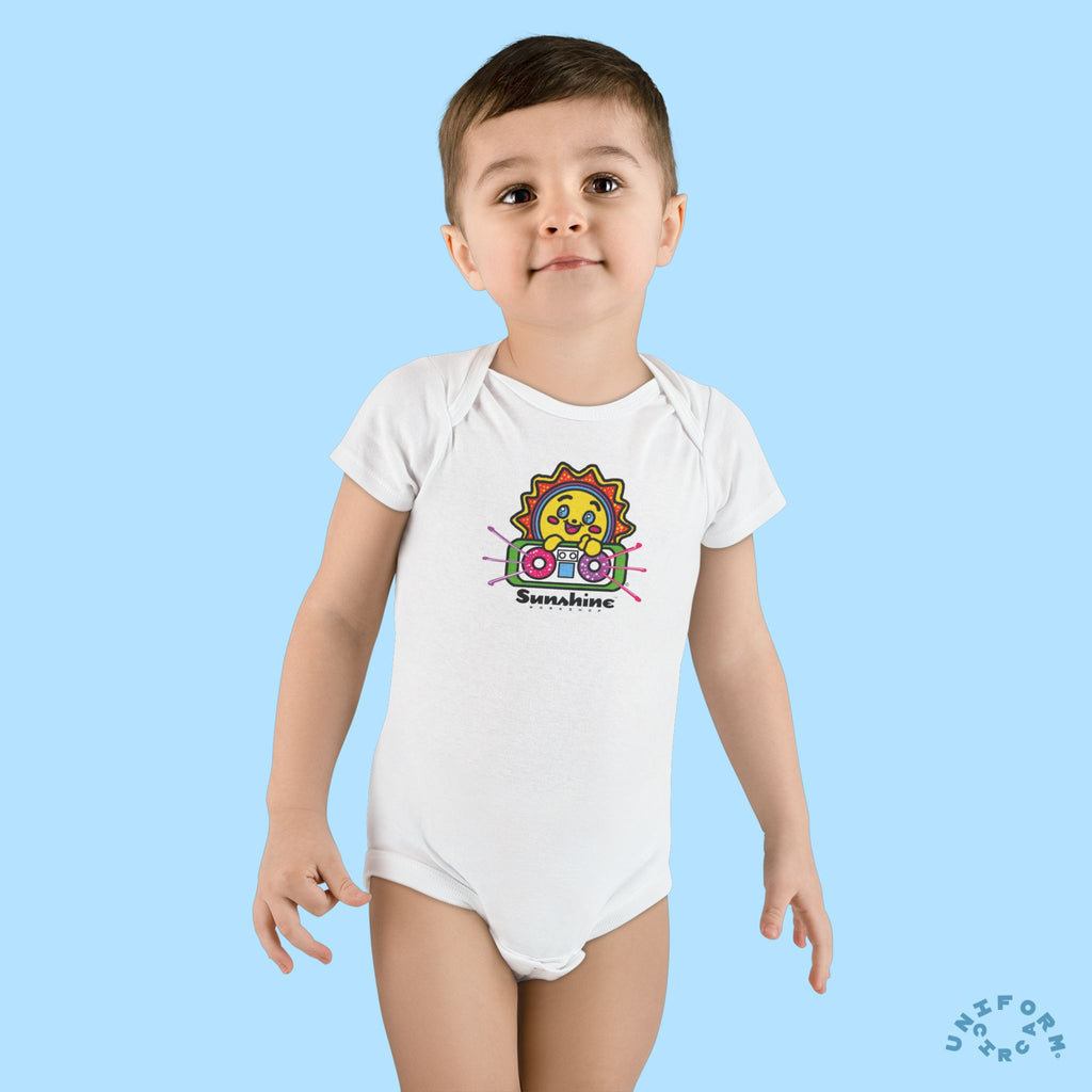 Organic Baby Onesie - SUNSHINE WORKSHOP "SunSounder" Cute Infant Bodysuit for Newborns