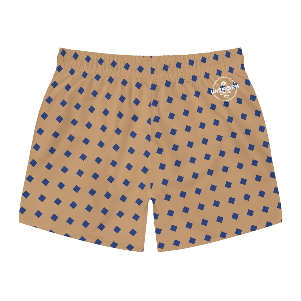 CHECKER | SWIM TRUNKS | Striped Iced Tan/Navy | Printed