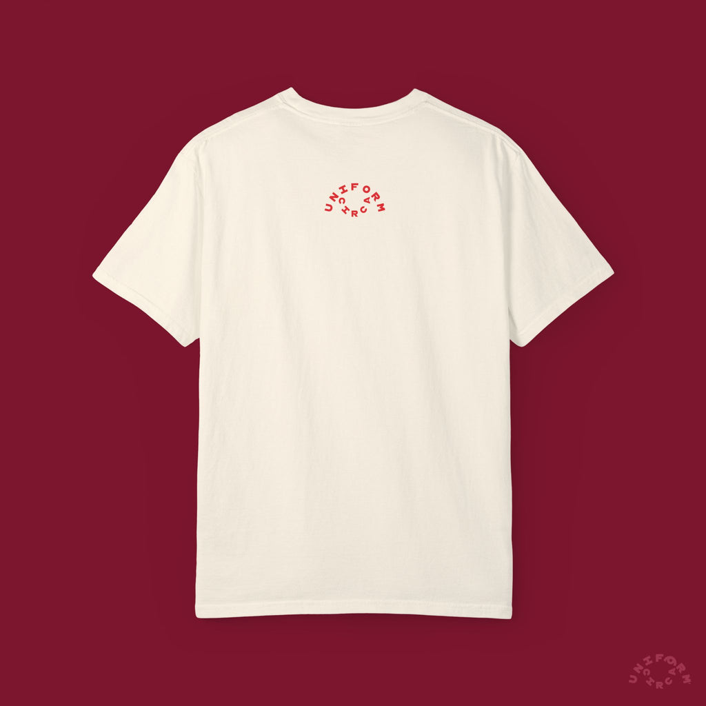 HEART WORK Crewneck T-Shirt | Printed Red